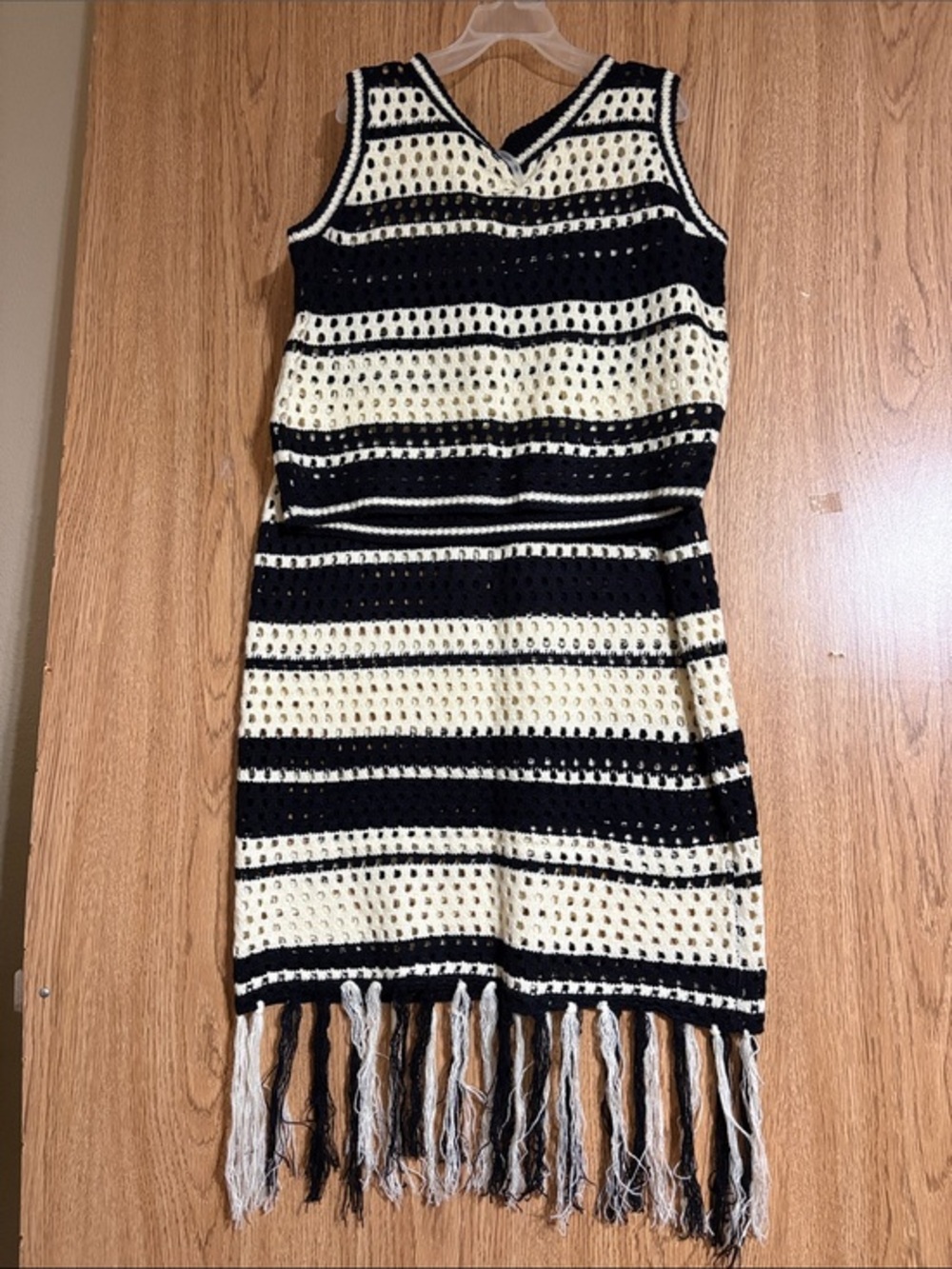 Blakeley Black & Cream Crochet 2 piece cover up (S/M)